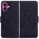 For iPhone 17 Tiger Embossing Pattern Leather Phone Case(Black)