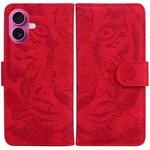 For iPhone 17 Tiger Embossing Pattern Leather Phone Case(Red)