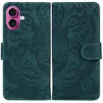 For iPhone 17 Tiger Embossing Pattern Leather Phone Case(Green)