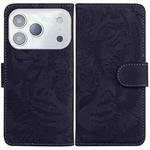 For iPhone 17 Pro Max Tiger Embossing Pattern Leather Phone Case(Black)