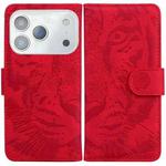 For iPhone 17 Pro Max Tiger Embossing Pattern Leather Phone Case(Red)