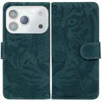 For iPhone 17 Pro Max Tiger Embossing Pattern Leather Phone Case(Green)