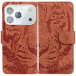 For iPhone 17 Pro Max Tiger Embossing Pattern Leather Phone Case(Brown)