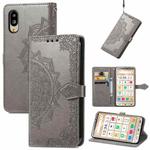 For Sharp Simple Sumaho 6 Mandala Flower Embossed Leather Phone Case(Grey)
