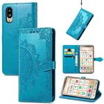 For Sharp Simple Sumaho 6 Mandala Flower Embossed Leather Phone Case(Blue)