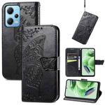 For Xiaomi Redmi Note 12 5G Global Butterfly Love Flower Embossed Flip Leather Phone Case(Black)
