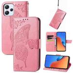 For Xiaomi Redmi 12  Butterfly Love Flower Embossed Flip Leather Phone Case(Pink)