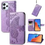 For Xiaomi Redmi 12  Butterfly Love Flower Embossed Flip Leather Phone Case(Light Purple)