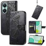 For Huawei nova 11i / Enjoy 60 Pro Butterfly Love Flower Embossed Flip Leather Phone Case(Black)