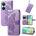 For Huawei nova 11i / Enjoy 60 Pro Butterfly Love Flower Embossed Flip Leather Phone Case(Light Purple)