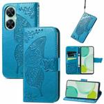 For Huawei nova 11i / Enjoy 60 Pro Butterfly Love Flower Embossed Flip Leather Phone Case(Blue)