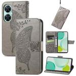 For Huawei nova 11i / Enjoy 60 Pro Butterfly Love Flower Embossed Flip Leather Phone Case(Grey)