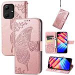 For Infinix Hot 30i Butterfly Love Flower Embossed Flip Leather Phone Case(Rose Gold)