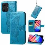 For Infinix Hot 30i Butterfly Love Flower Embossed Flip Leather Phone Case(Blue)