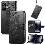 For Ulefone Note 16 Pro Butterfly Love Flower Embossed Leather Phone Case(Black)