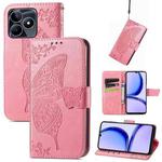 For Realme C53 Butterfly Love Flower Embossed Leather Phone Case(Pink)