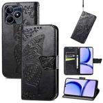 For Realme C53 Butterfly Love Flower Embossed Leather Phone Case(Black)