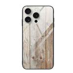 For iPhone 16 Pro Max Wood Grain Glass Phone Case(Grey)