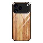 For iPhone 17 Pro Max Wood Grain Glass Phone Case(Yellow)