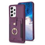 For Samsung Galaxy A13 5G / 4G BF27 Metal Ring Card Bag Holder Phone Case(Dark Purple)