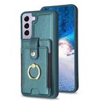 For Samsung Galaxy S22+ 5G BF27 Metal Ring Card Bag Holder Phone Case(Green)