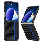 For Samsung Galaxy Z Flip7 Ultra-thin Carbon Fiber Texture Printing Phone Case(Black Blue)
