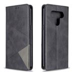 For LG K51 Rhombus Texture Horizontal Flip Magnetic Leather Case with Holder & Card Slots & Wallet(Black)