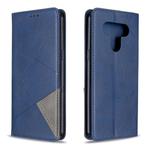 For LG K51 Rhombus Texture Horizontal Flip Magnetic Leather Case with Holder & Card Slots & Wallet(Blue)