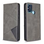 For Huawei Honor 9A Rhombus Texture Horizontal Flip Magnetic Leather Case with Holder & Card Slots & Wallet(Grey)