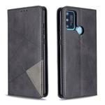 For Huawei Honor 9A Rhombus Texture Horizontal Flip Magnetic Leather Case with Holder & Card Slots & Wallet(Black)