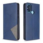 For Huawei Honor 9A Rhombus Texture Horizontal Flip Magnetic Leather Case with Holder & Card Slots & Wallet(Blue)