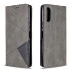 For Sony Xperia L4 Rhombus Texture Horizontal Flip Magnetic Leather Case with Holder & Card Slots & Wallet(Grey)