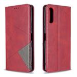 For Sony Xperia L4 Rhombus Texture Horizontal Flip Magnetic Leather Case with Holder & Card Slots & Wallet(Red)
