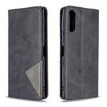 For Sony Xperia L4 Rhombus Texture Horizontal Flip Magnetic Leather Case with Holder & Card Slots & Wallet(Black)