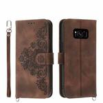 For Samsung Galaxy S8+ Skin-feel Flowers Embossed Wallet Leather Phone Case(Brown)