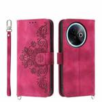For vivo Y39 5G Skin Feel Flowers Embossed Wallet Leather Phone Case(Wine Red)