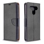 For LG K51 Litchi Texture Pure Color Horizontal Flip PU Leather Case with Holder & Card Slots & Wallet & Lanyard(Black)