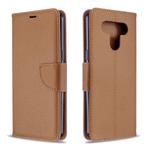 For LG K51 Litchi Texture Pure Color Horizontal Flip PU Leather Case with Holder & Card Slots & Wallet & Lanyard(Brown)