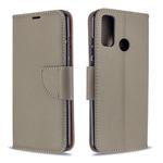 For Huawei P Smart (2020) Litchi Texture Pure Color Horizontal Flip PU Leather Case with Holder & Card Slots & Wallet & Lanyard(Grey)