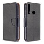 For Huawei Y6P Litchi Texture Pure Color Horizontal Flip PU Leather Case with Holder & Card Slots & Wallet & Lanyard(Black)