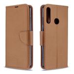 For Huawei Y6P Litchi Texture Pure Color Horizontal Flip PU Leather Case with Holder & Card Slots & Wallet & Lanyard(Brown)