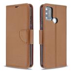 For Huawei Honor 9A Litchi Texture Pure Color Horizontal Flip PU Leather Case with Holder & Card Slots & Wallet & Lanyard(Brown)