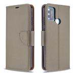 For Huawei Honor 9A Litchi Texture Pure Color Horizontal Flip PU Leather Case with Holder & Card Slots & Wallet & Lanyard(Grey)