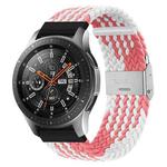 For Huawei Watch 4 / 4 Pro Nylon Braided Metal Buckle Watch Band(Z Pink White)