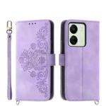 For Xiaomi Redmi 13C Skin-feel Flowers Embossed Wallet Leather Phone Case(Purple)