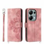 For Xiaomi Redmi Note 13 Pro 4G Skin-feel Flowers Embossed Wallet Leather Phone Case(Pink)