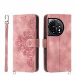 For OnePlus Ace 3 / 12R Skin-feel Flowers Embossed Wallet Leather Phone Case(Pink)