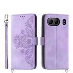 For OnePlus Nord 4 5G Skin-feel Flowers Embossed Wallet Leather Phone Case(Purple)