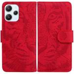For Xiaomi Redmi 12 Tiger Embossing Pattern Leather Phone Case(Red)