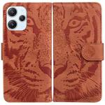 For Xiaomi Redmi 12 Tiger Embossing Pattern Leather Phone Case(Brown)